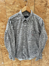 Vintage Ivy Crew Men's L Gray Leaf Abstract Print Long Sleeve Button Down Shirt